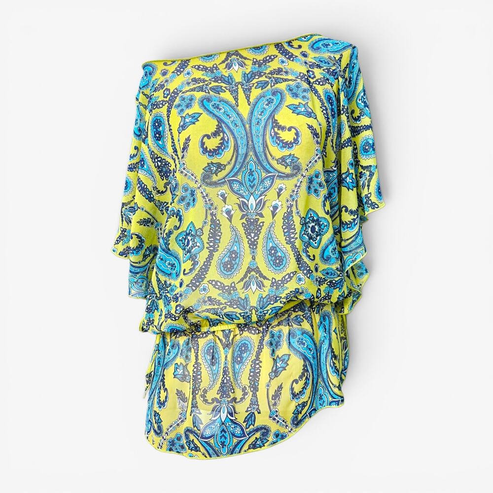 Fairycore Top Paisley Semi-Sheer Cinched Waist - Size Medium